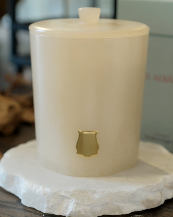 Trudon Alabaster Candle with Lid 270g | Hemera | Coriander and Pink Peppercorn