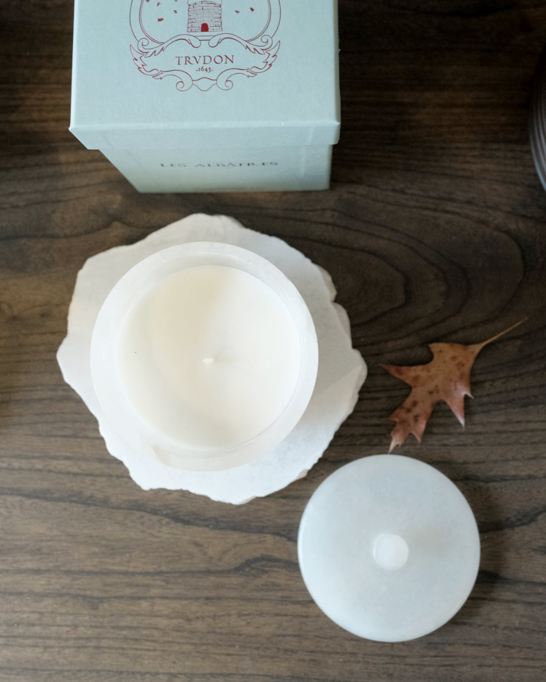Trudon Alabaster Candle with Lid 270g | Abd el Kader | Moroccan Mint Tea
