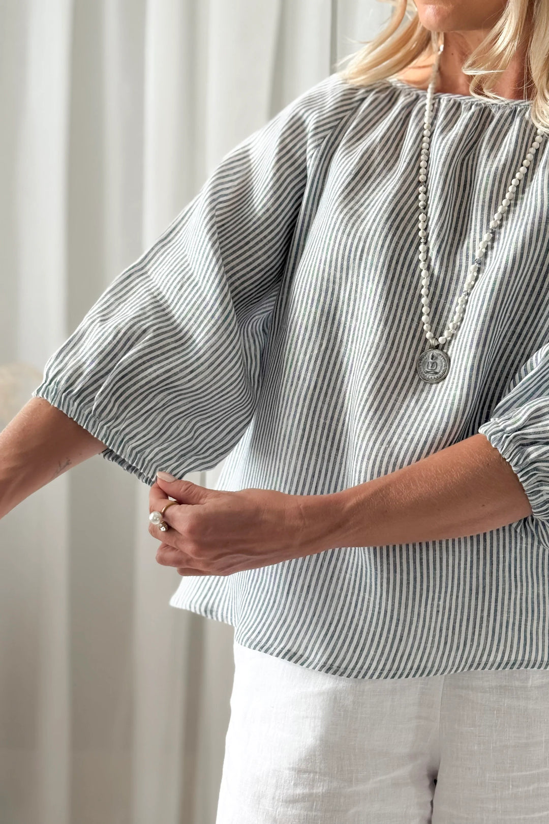 Bypias | Analise Linen Shirt | Blue Stripe