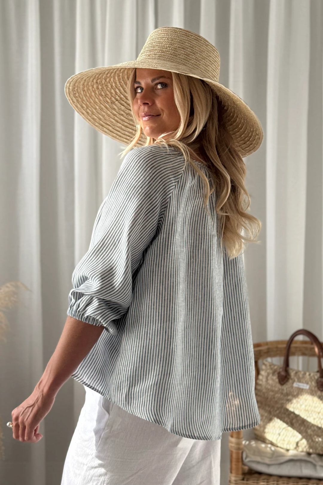 Bypias | Analise Linen Shirt | Blue Stripe