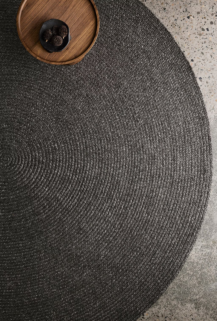Armadillo Braid Wool/Viscose Round Rug | Charcoal *Dropship Only*