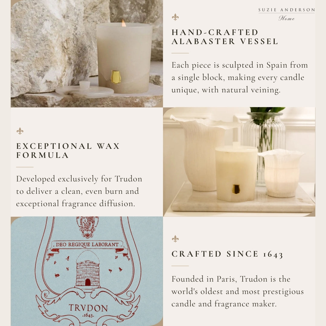 Trudon Alabaster Candle with Lid 270g | Atria | Iris and Amber