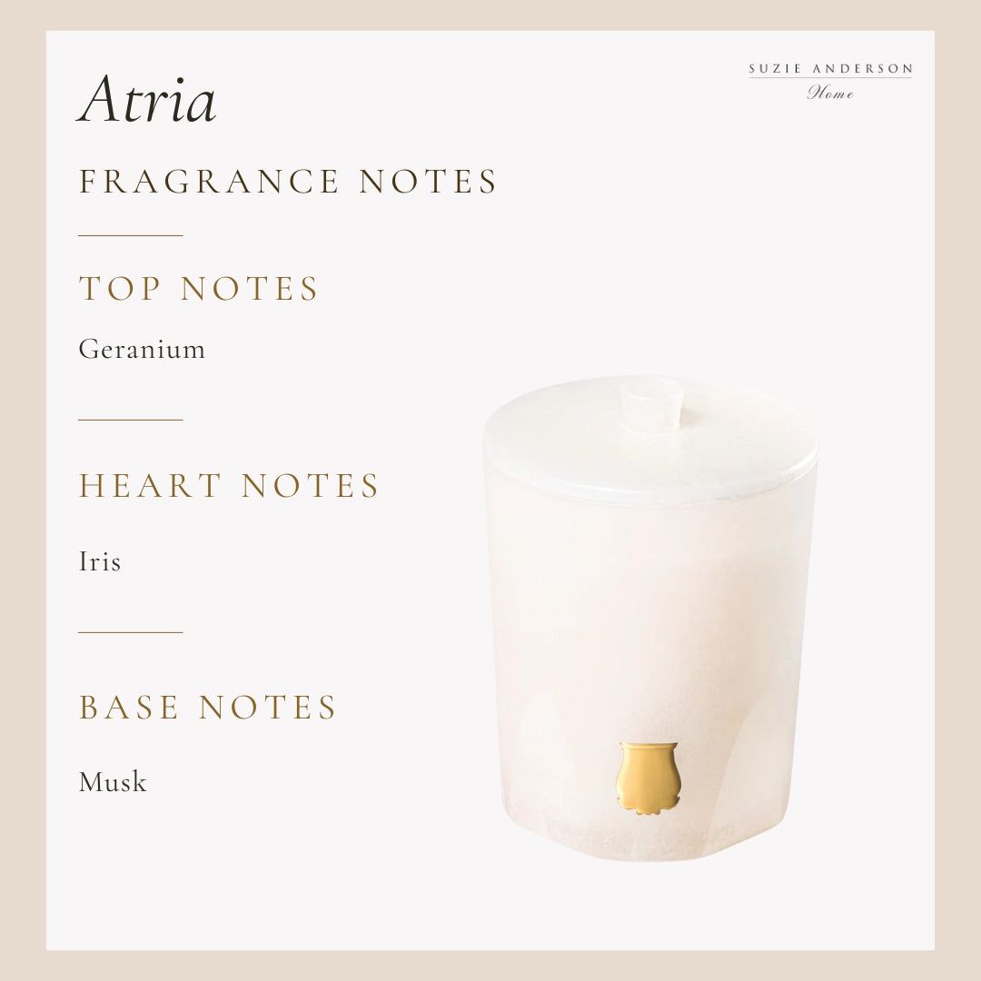 Trudon Alabaster Candle with Lid 270g | Atria | Iris and Amber