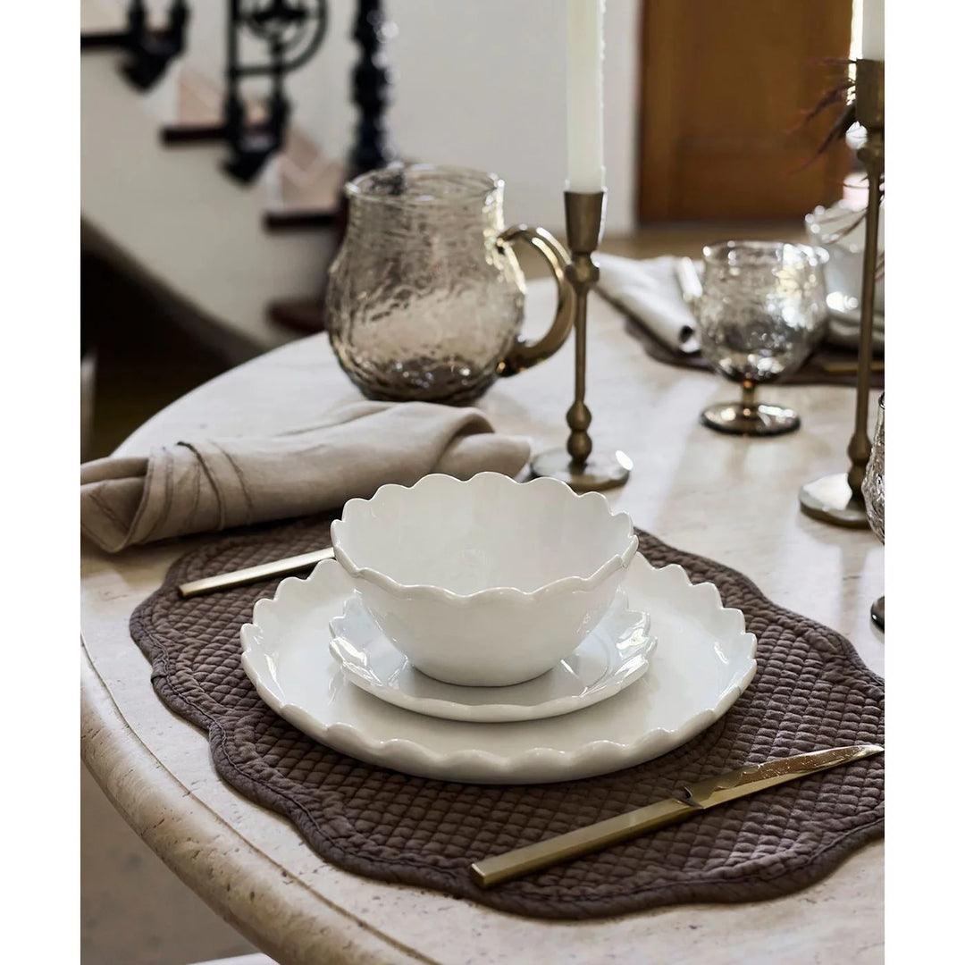 Renata Quilted Cotton Scalloped Placemat | Brown