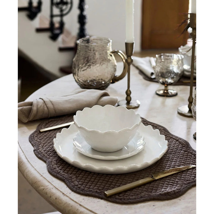 Renata Quilted Cotton Scalloped Placemat | Brown