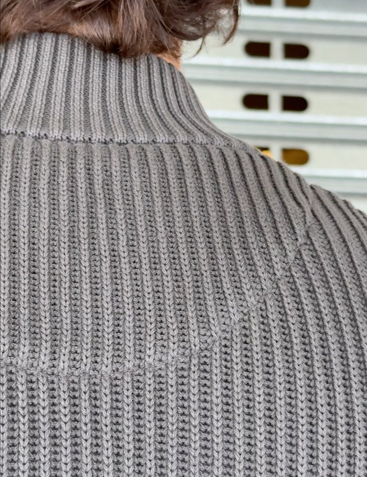 Simple | Beau Quarter Zip Sweater | Charcoal