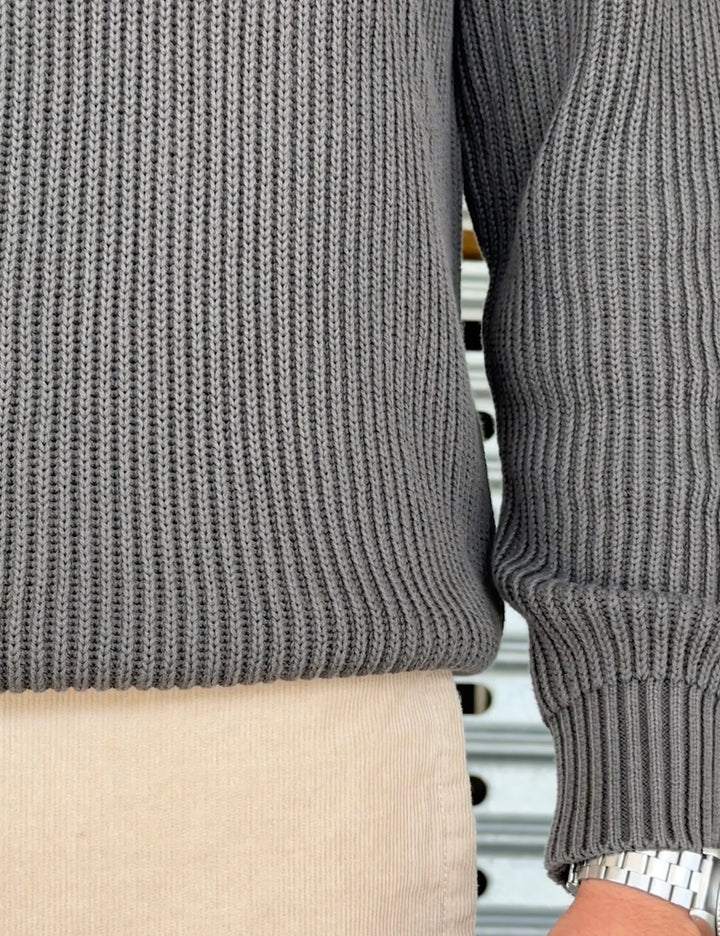 Simple | Beau Quarter Zip Sweater | Charcoal