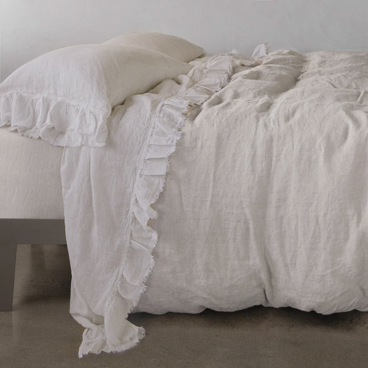 Kristine Linen Flat Sheet + Ruffle | Petra