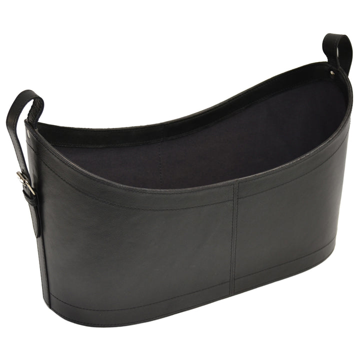 Leather Magazine Scoop Basket | Black