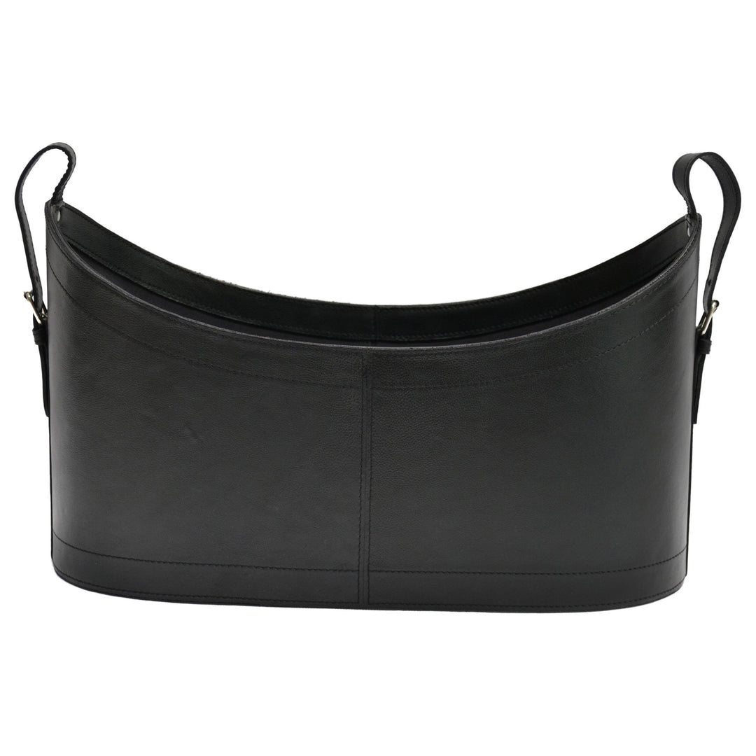 Leather Magazine Scoop Basket | Black