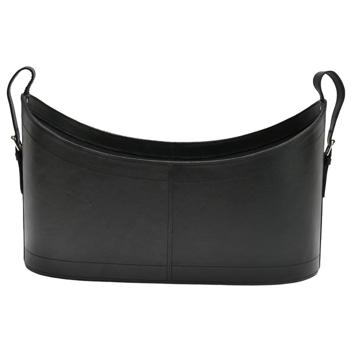 Leather Magazine Scoop Basket | Black