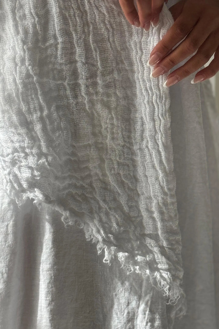Bypias | Boho Mesh Linen Scarf | White
