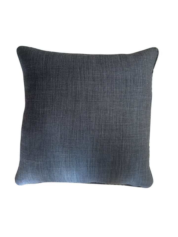 Braemar Blue Cushion Cover & Insert w Raffles Linen Back | 55x55cm