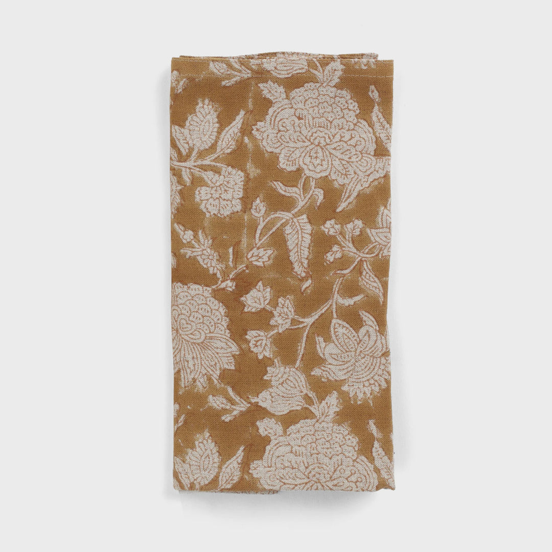 Indian Rose | SET OF 2 Linen Napkins | Ochre