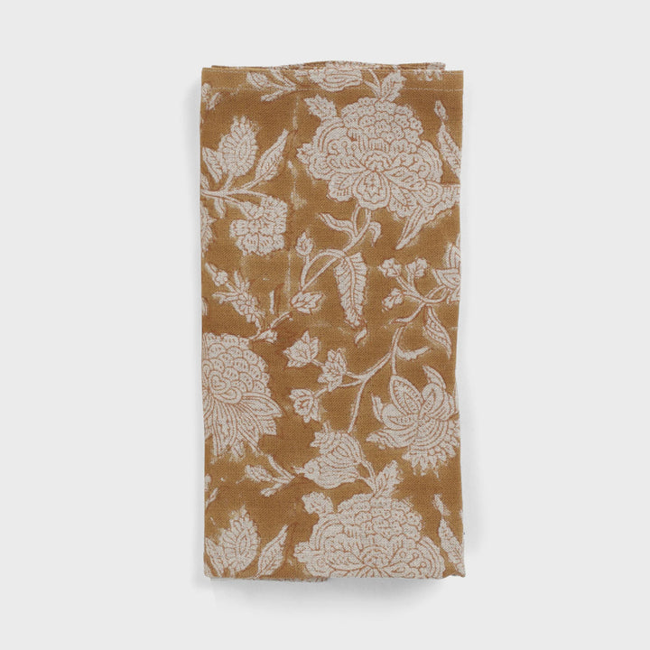Indian Rose | SET OF 2 Linen Napkins | Ochre
