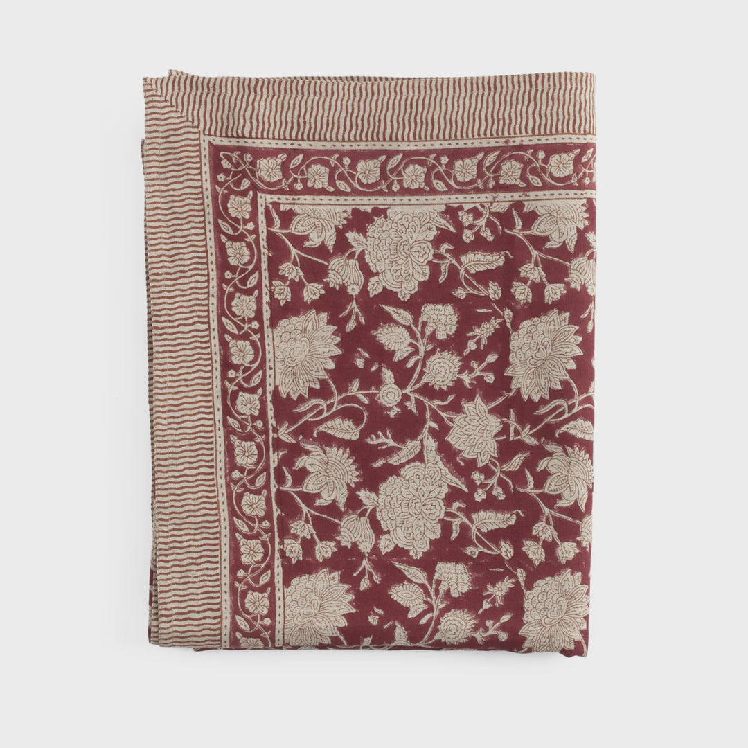 Indian Rose | Linen Tablecloth | Red | 170 x 270cm