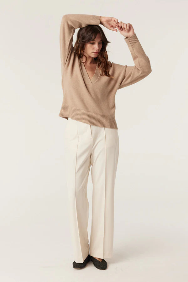 Cable | Cashwool V Jumper | Camel