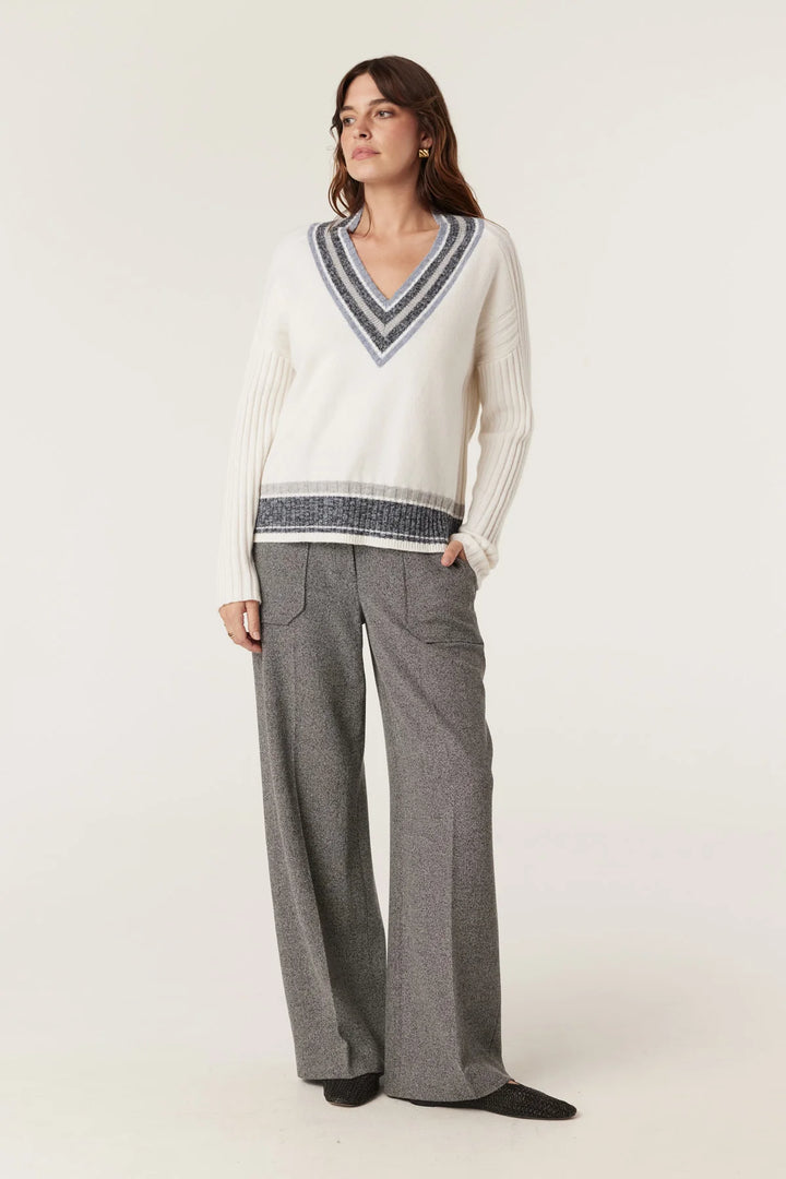 Cable | Cashwool Varsity Jumper | Milk