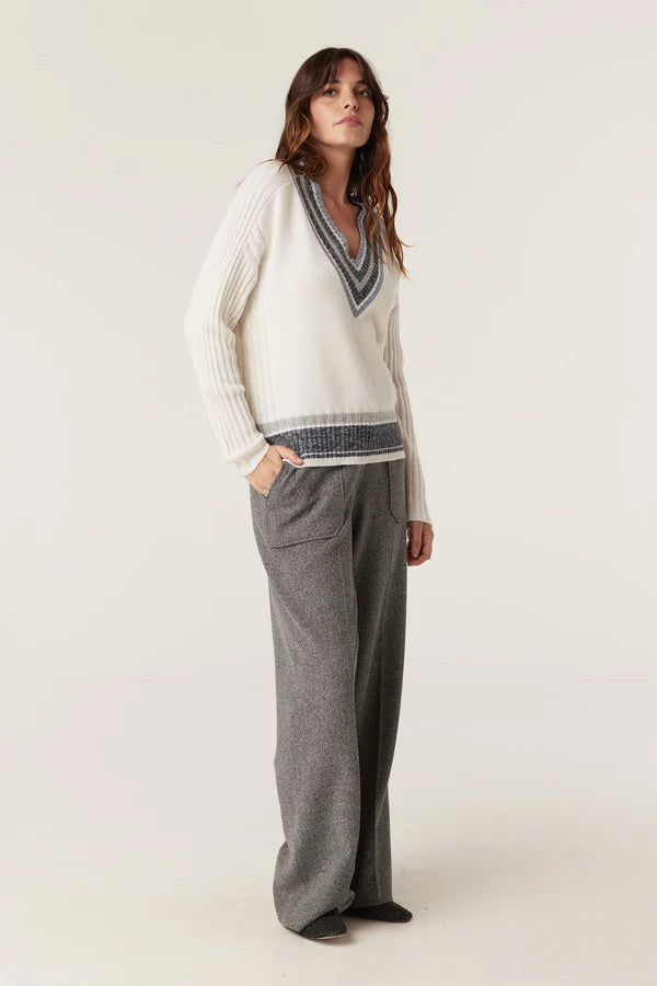 Cable | Cashwool Varsity Jumper | Milk