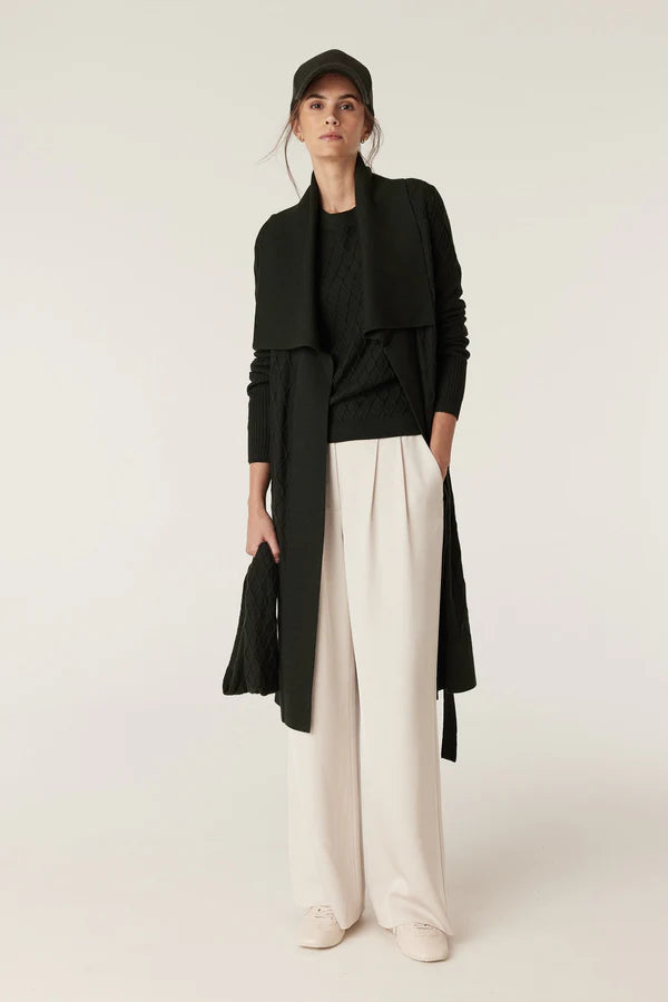 Cable | Victoria Merino Cardigan | Moss