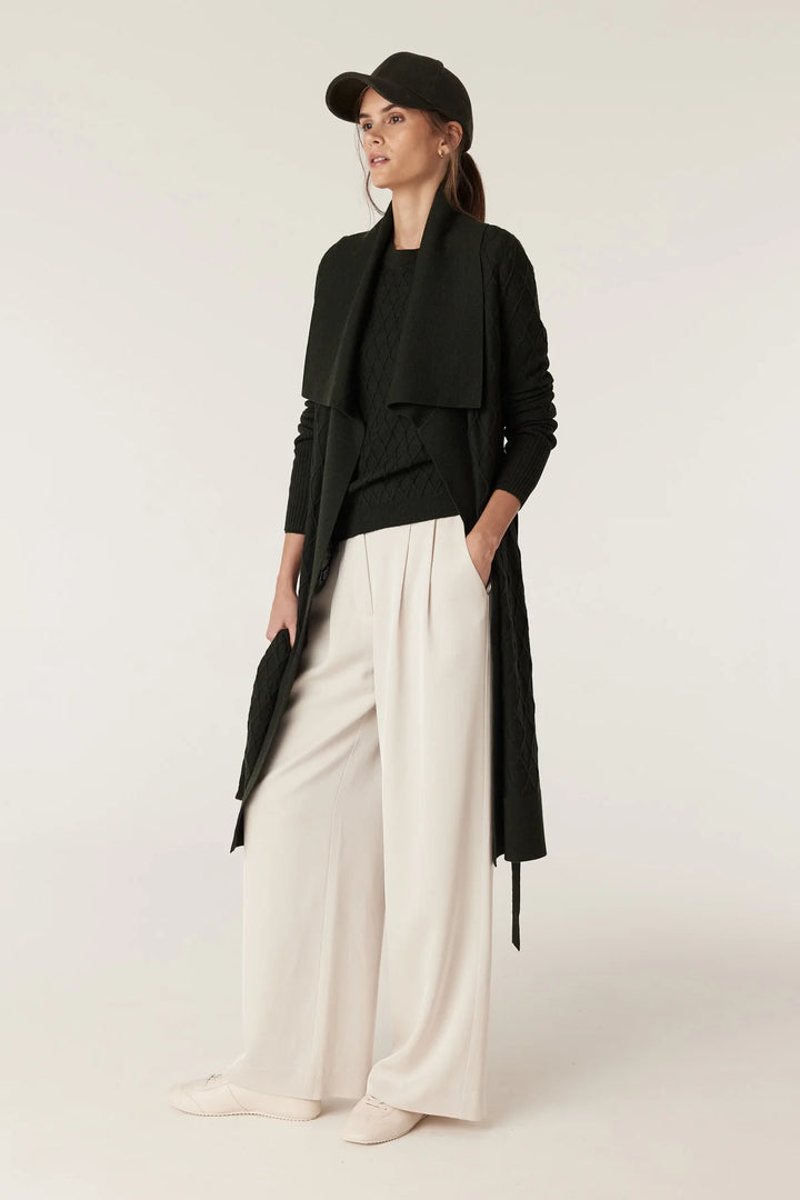 Cable | Victoria Merino Cardigan | Moss