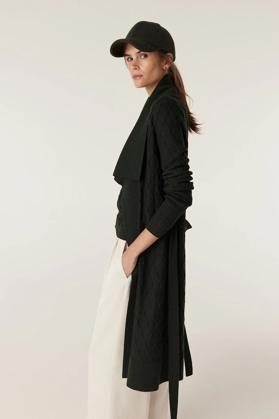 Cable | Victoria Merino Cardigan | Moss