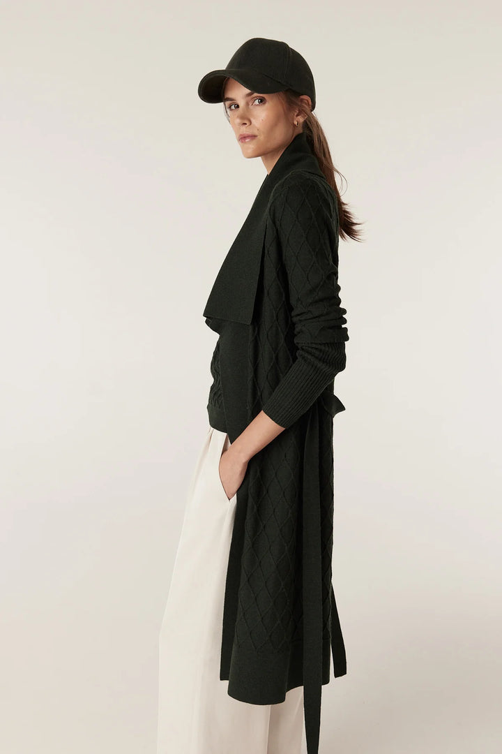 Cable | Victoria Merino Cardigan | Moss
