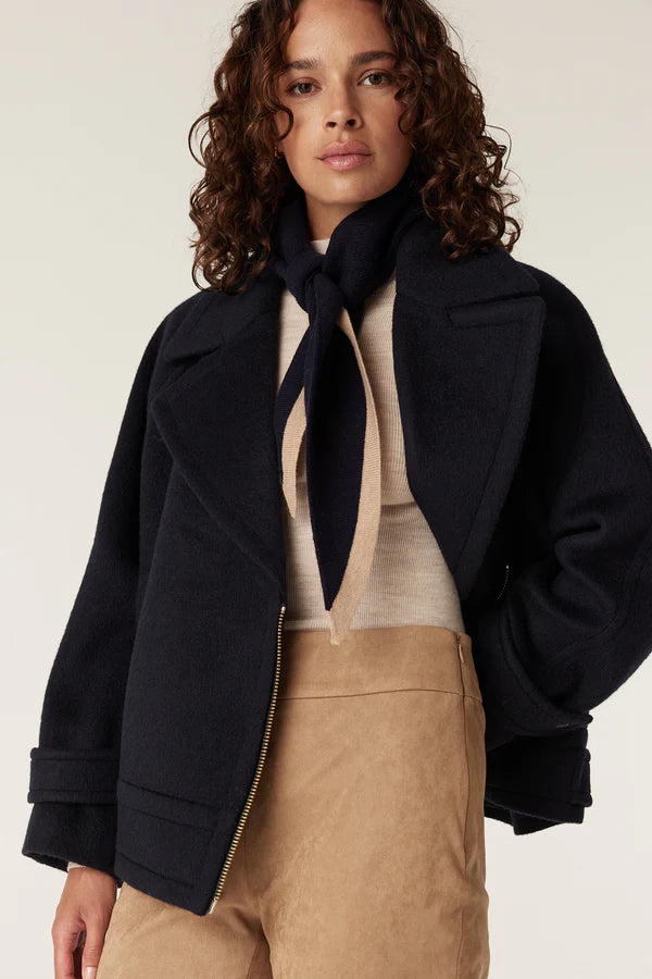 Cable | Cashwool Neck Scarf | Navy