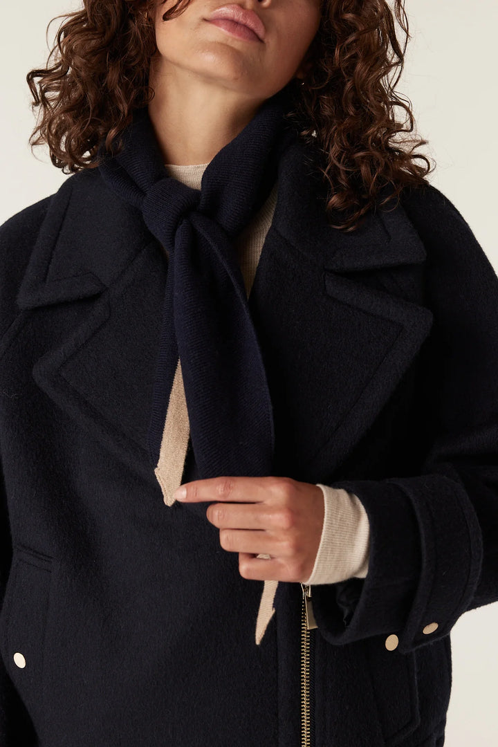 Cable | Cashwool Neck Scarf | Navy