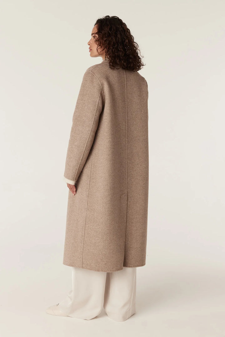 Cable | Ainsley Tailored Herringbone Coat | Fawn