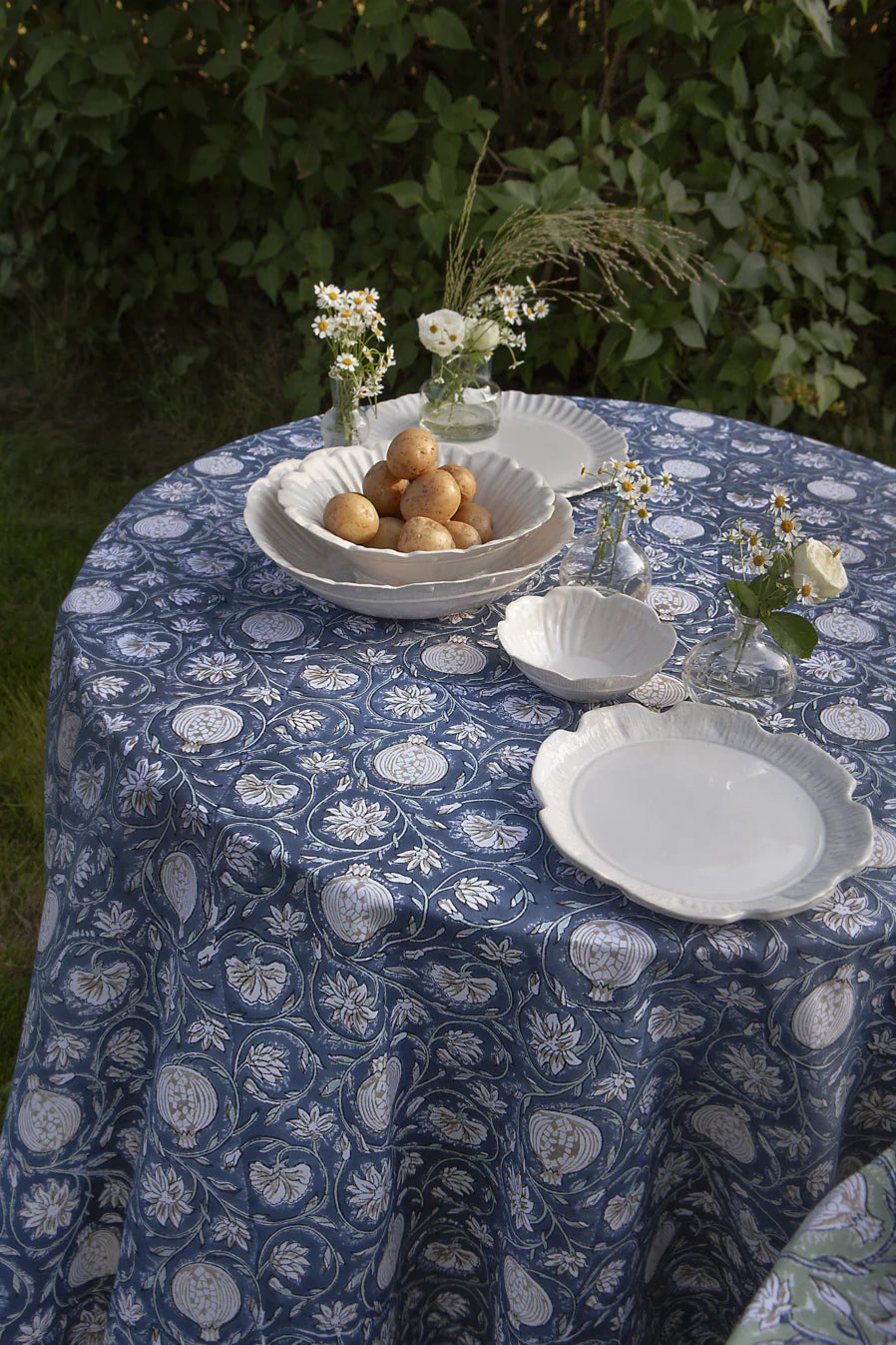 Tangier Pomegranate | Cotton Tablecloth 150x350cm | Blue