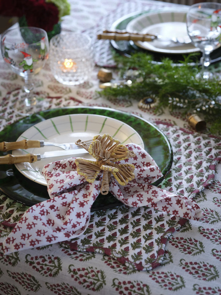 Reversible Paisley Quilted Organic Cotton Placemats | SET OF 2 | Red & Green