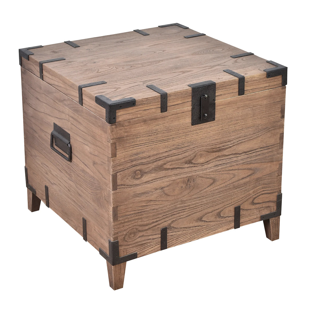 Block Old Elm Trunk Lidded Side Table | W65 x D60 x H61cm