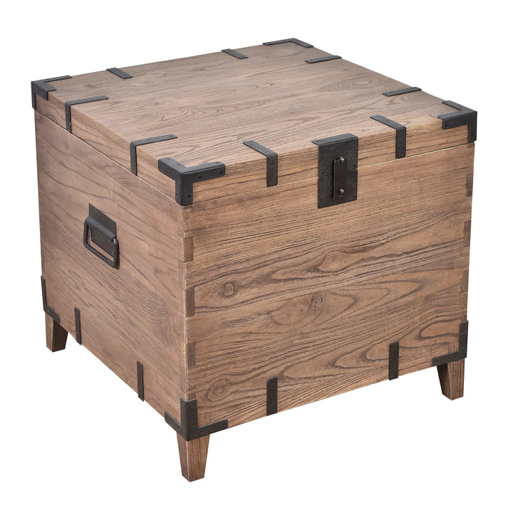 Block Old Elm Trunk Lidded Side Table | W65 x D60 x H61cm