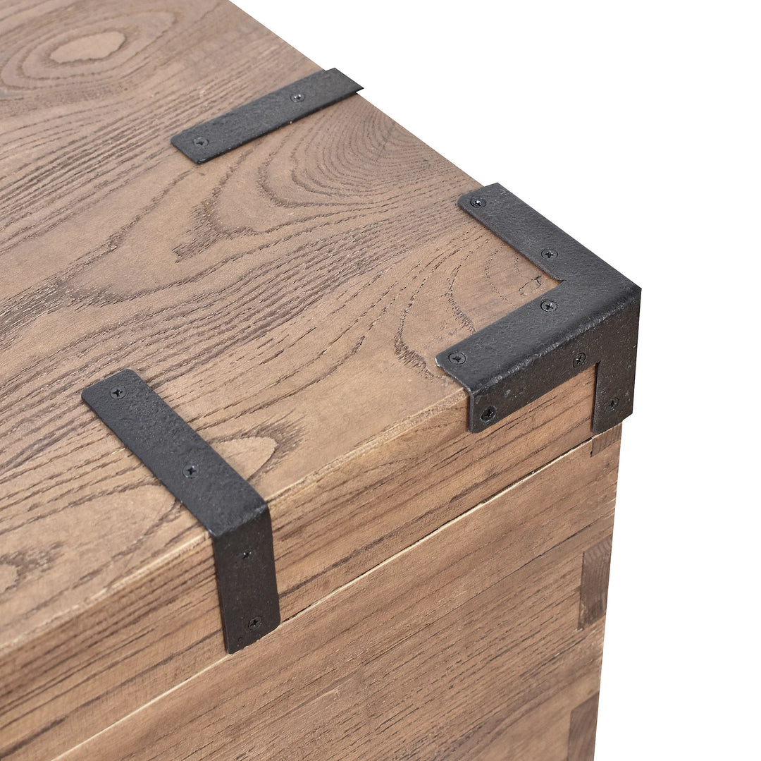 Block Old Elm Trunk Lidded Side Table | W65 x D60 x H61cm