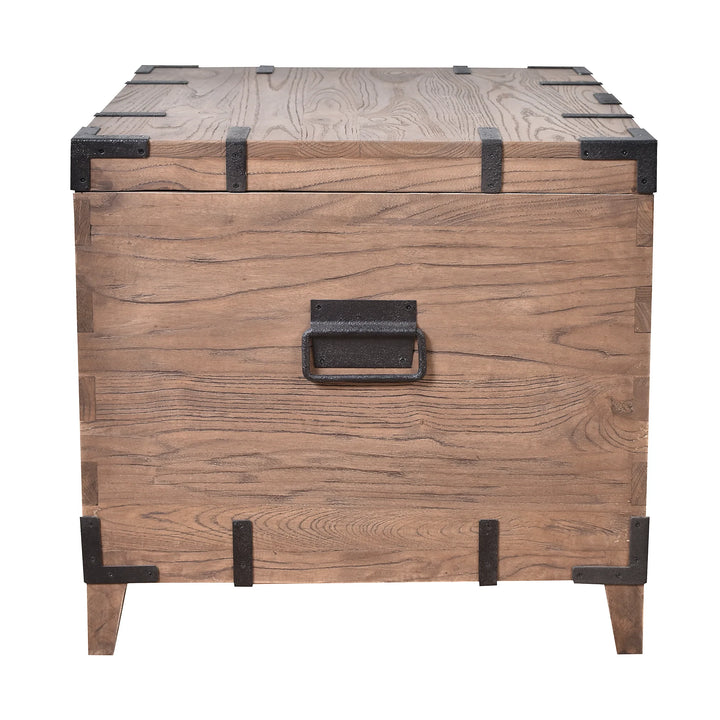 Block Old Elm Trunk Lidded Side Table | W65 x D60 x H61cm