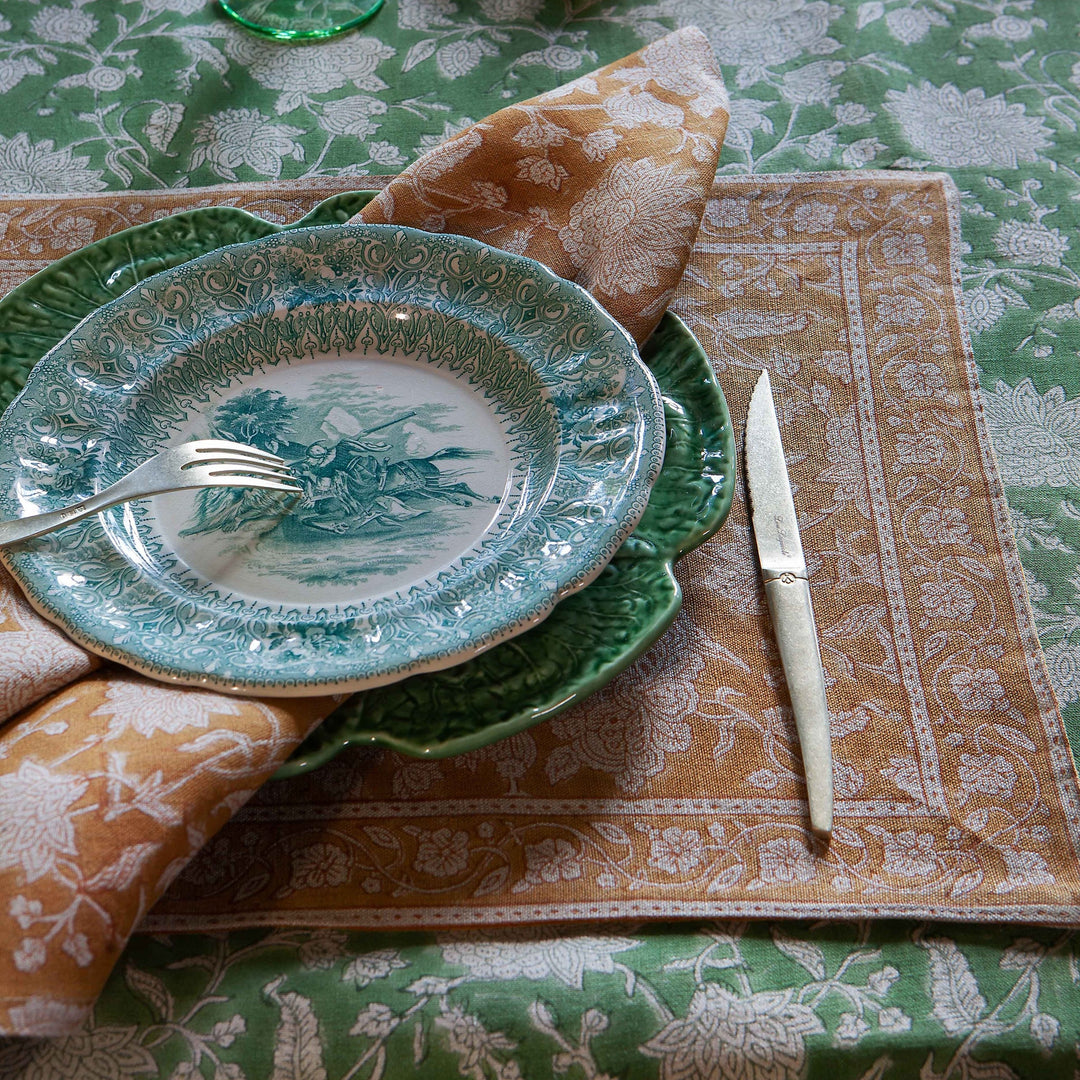 Indian Rose | SET OF 2 Linen Napkins | Ochre