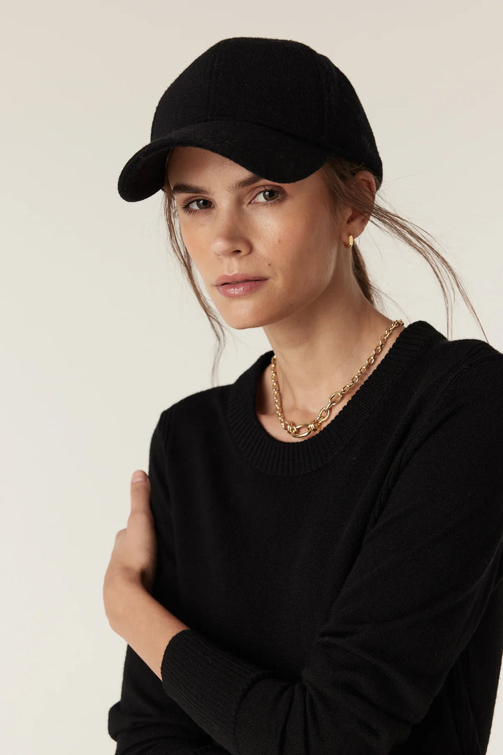 Cable | Wool Cashmere Cap | Black