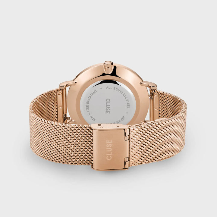 PROMO Cluse | Boho Chic Mesh Watch | Rose Gold/White w BONUS Rose Gold Leather Strap