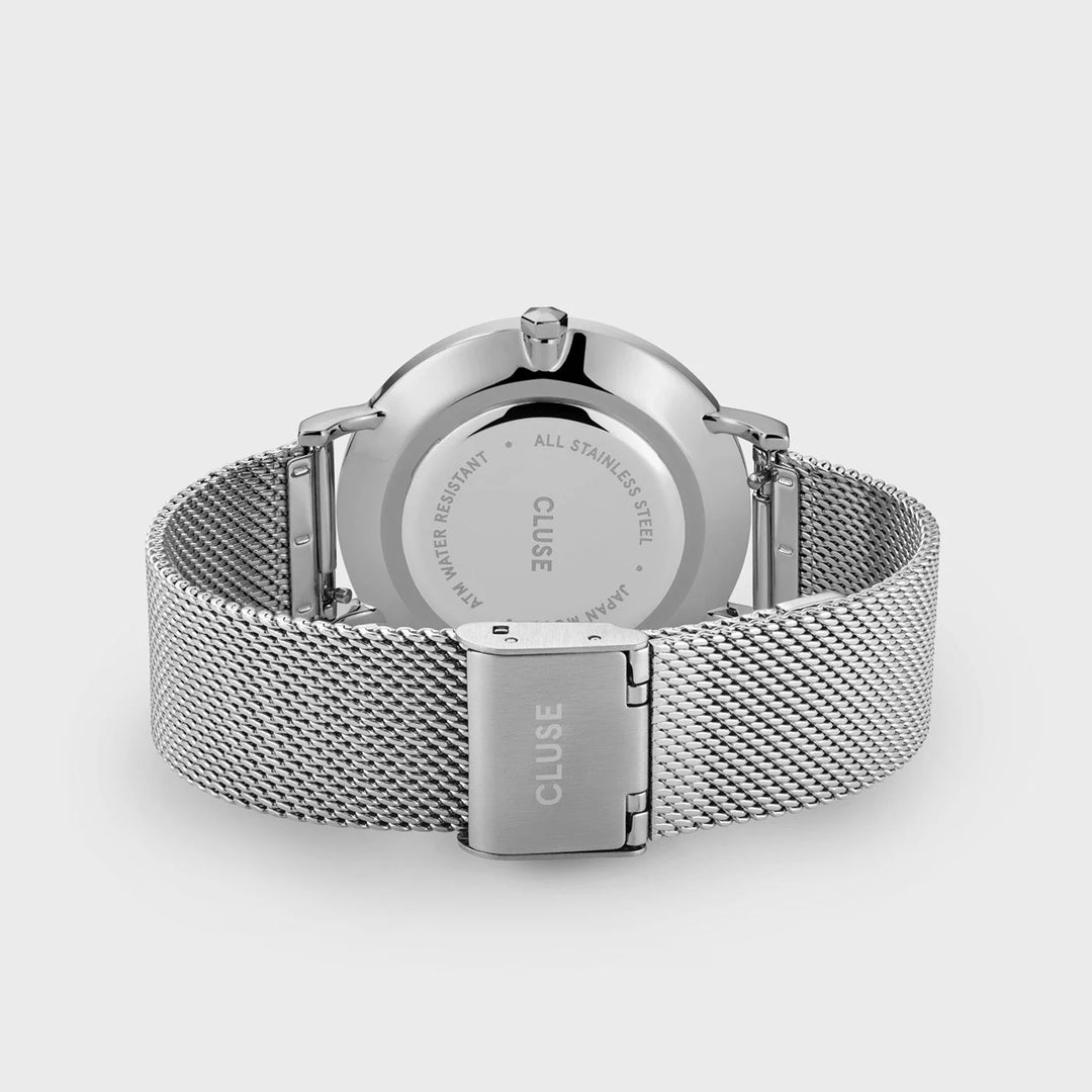 PROMO Cluse | Boho Chic Mesh Watch | Silver/White w BONUS Ivory Strap