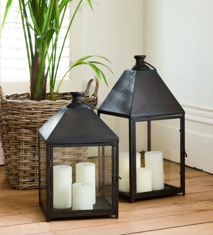 Helmutt Hurricane Lantern | Rustic Black | Small