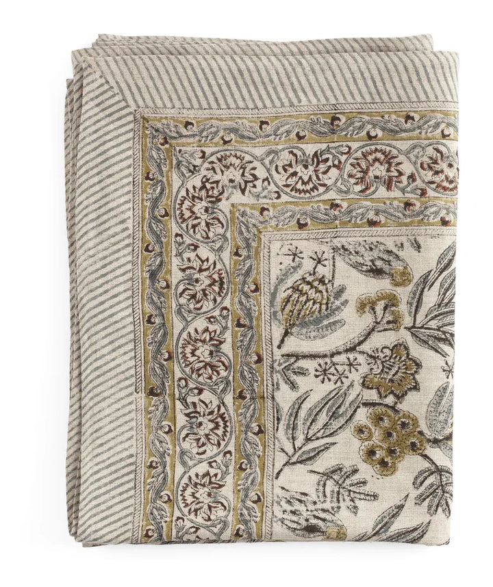 Parrot Linen Tablecloth | Blue | 150 x 350cm