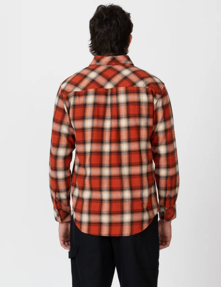 Simple | Trevor Flanelette Long Sleeve Shirt | Brick Check