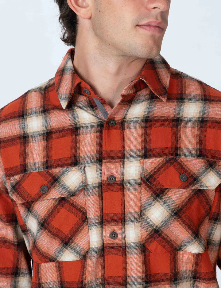Simple | Trevor Flanelette Long Sleeve Shirt | Brick Check