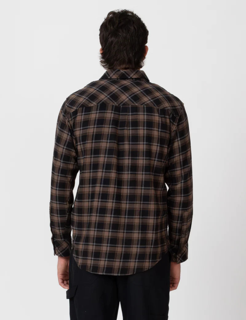 Simple | Trevor Flanelette Long Sleeve Shirt | Black Check