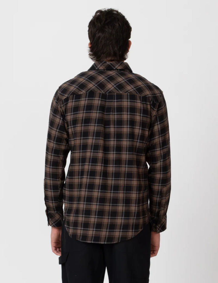 Simple | Trevor Flanelette Long Sleeve Shirt | Black Check
