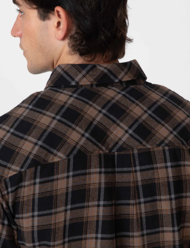 Simple | Trevor Flanelette Long Sleeve Shirt | Black Check
