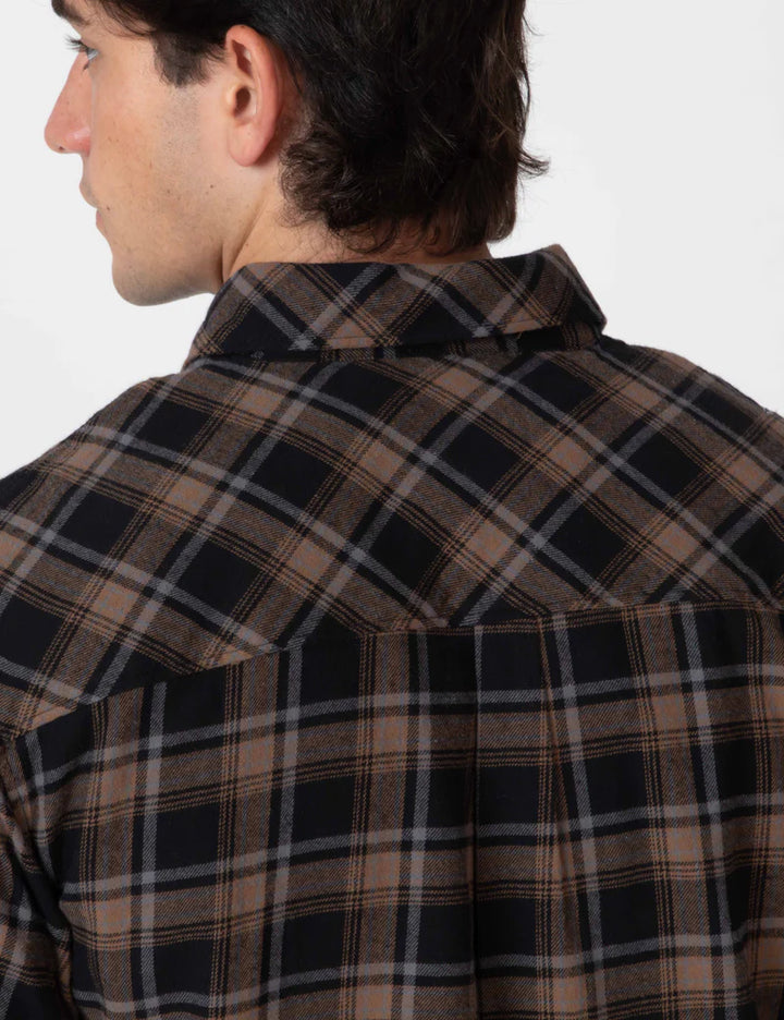 Simple | Trevor Flanelette Long Sleeve Shirt | Black Check