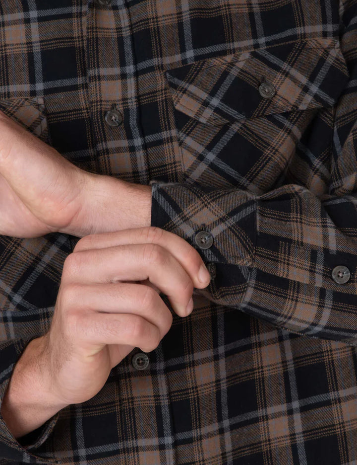 Simple | Trevor Flanelette Long Sleeve Shirt | Black Check