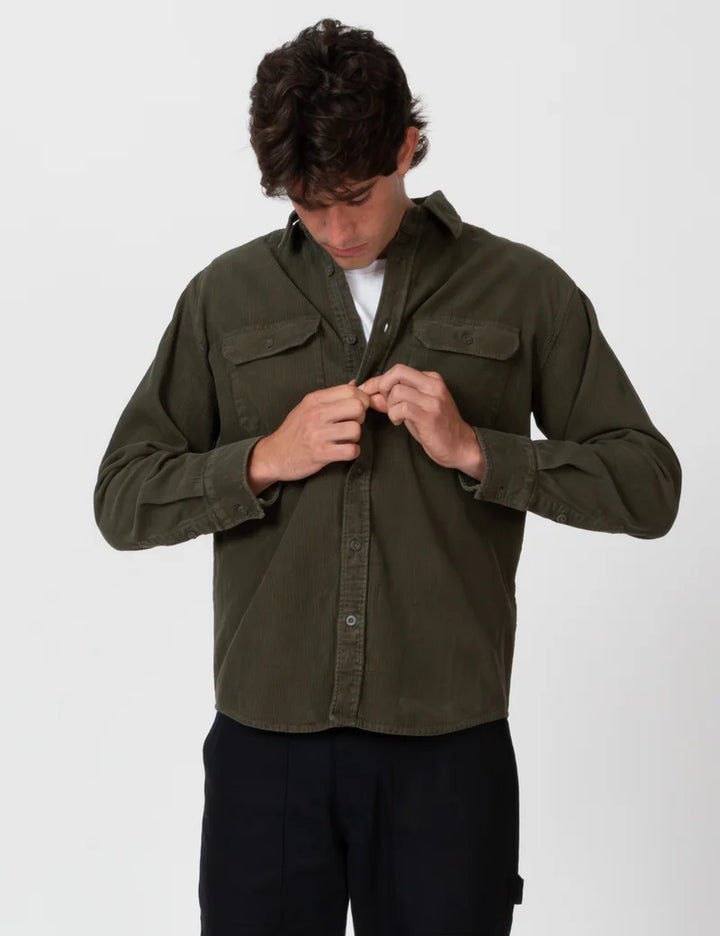 Simple | Sawyer Cord Long Sleeve Shirt | Fade Army